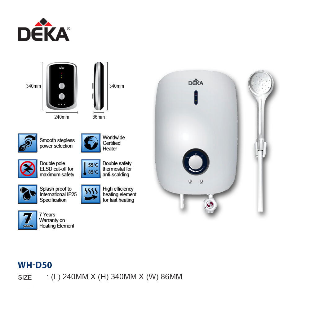 DEKA D50 NON-PUMP WHITE INSTANT WATER HEATER | Cima ...
