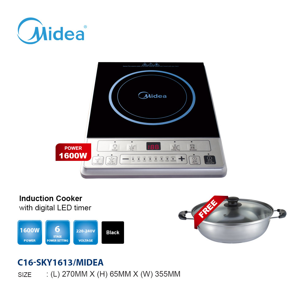 MIDEA C16SKY1613 1600W SOFT TOUCH CONTROL INDUCTION COOKER WITH